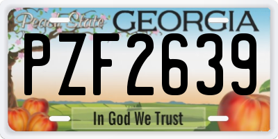 GA license plate PZF2639