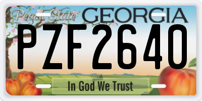 GA license plate PZF2640