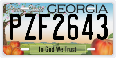 GA license plate PZF2643