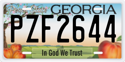 GA license plate PZF2644