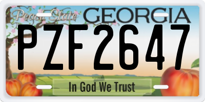 GA license plate PZF2647