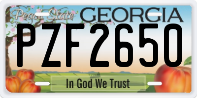 GA license plate PZF2650