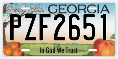 GA license plate PZF2651