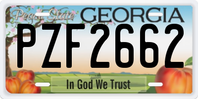 GA license plate PZF2662