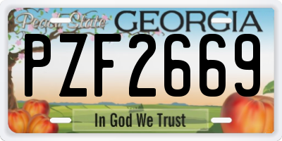 GA license plate PZF2669