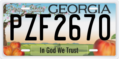 GA license plate PZF2670