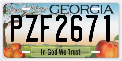 GA license plate PZF2671