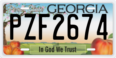GA license plate PZF2674