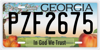 GA license plate PZF2675
