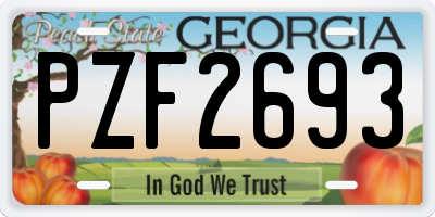 GA license plate PZF2693