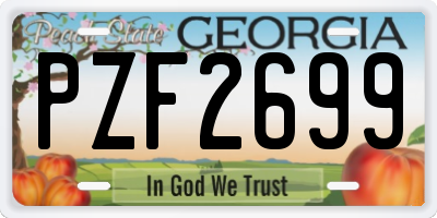 GA license plate PZF2699
