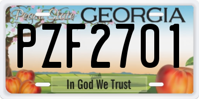 GA license plate PZF2701