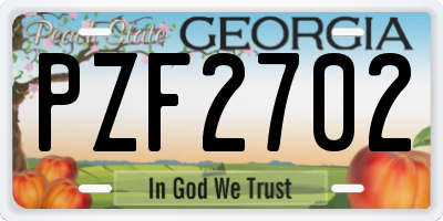 GA license plate PZF2702