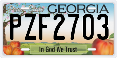 GA license plate PZF2703