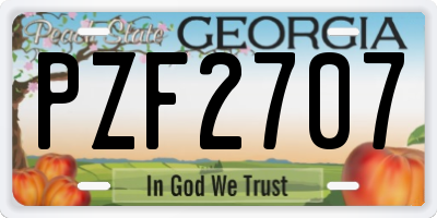GA license plate PZF2707