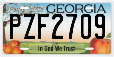 GA license plate PZF2709