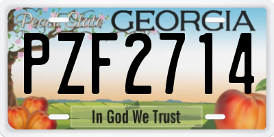 GA license plate PZF2714