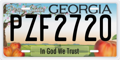 GA license plate PZF2720