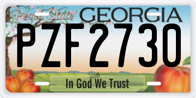 GA license plate PZF2730