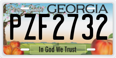 GA license plate PZF2732