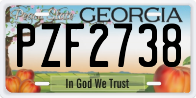 GA license plate PZF2738