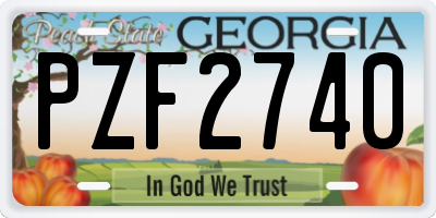 GA license plate PZF2740