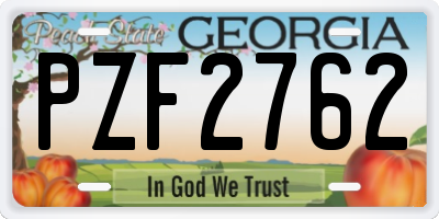 GA license plate PZF2762