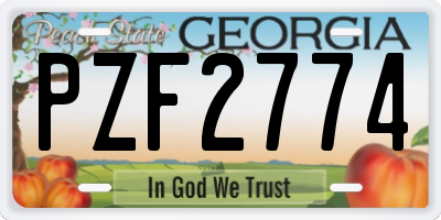 GA license plate PZF2774