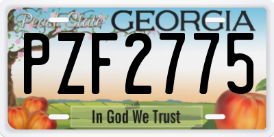 GA license plate PZF2775