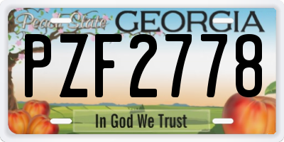 GA license plate PZF2778