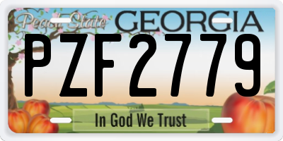 GA license plate PZF2779