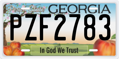 GA license plate PZF2783