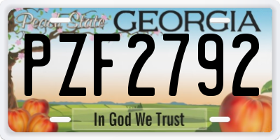 GA license plate PZF2792
