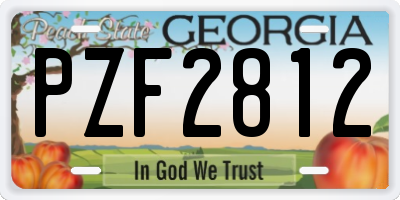GA license plate PZF2812