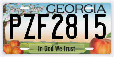 GA license plate PZF2815