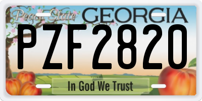 GA license plate PZF2820