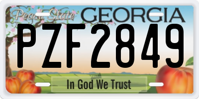 GA license plate PZF2849