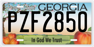 GA license plate PZF2850