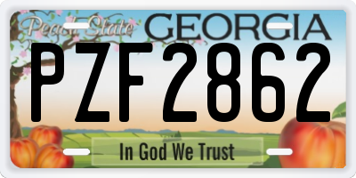 GA license plate PZF2862