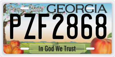 GA license plate PZF2868