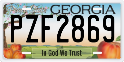 GA license plate PZF2869