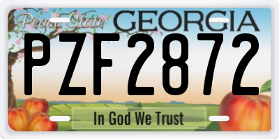 GA license plate PZF2872
