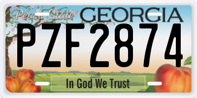 GA license plate PZF2874