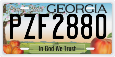 GA license plate PZF2880
