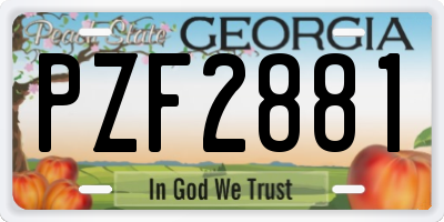 GA license plate PZF2881