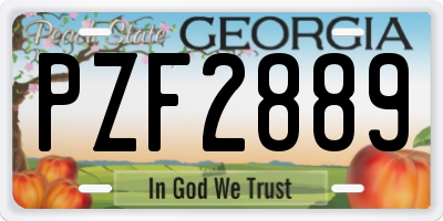 GA license plate PZF2889