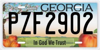 GA license plate PZF2902