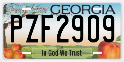 GA license plate PZF2909