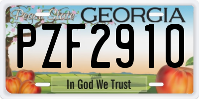 GA license plate PZF2910