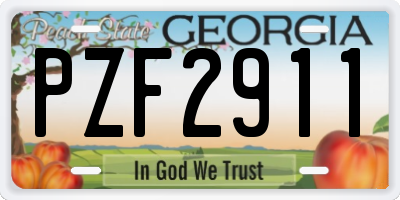GA license plate PZF2911
